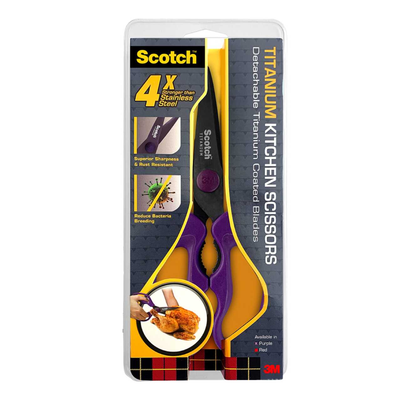 SKI - สกี จำหน่ายสินค้าหลากหลาย และคุณภาพดี | 3M #7100260048 (XA006502778) Scotch กรรไกรไทเทเนี่ยมสำหรับงานครัว, KS-DT สีม่วง ถอดล้างได้