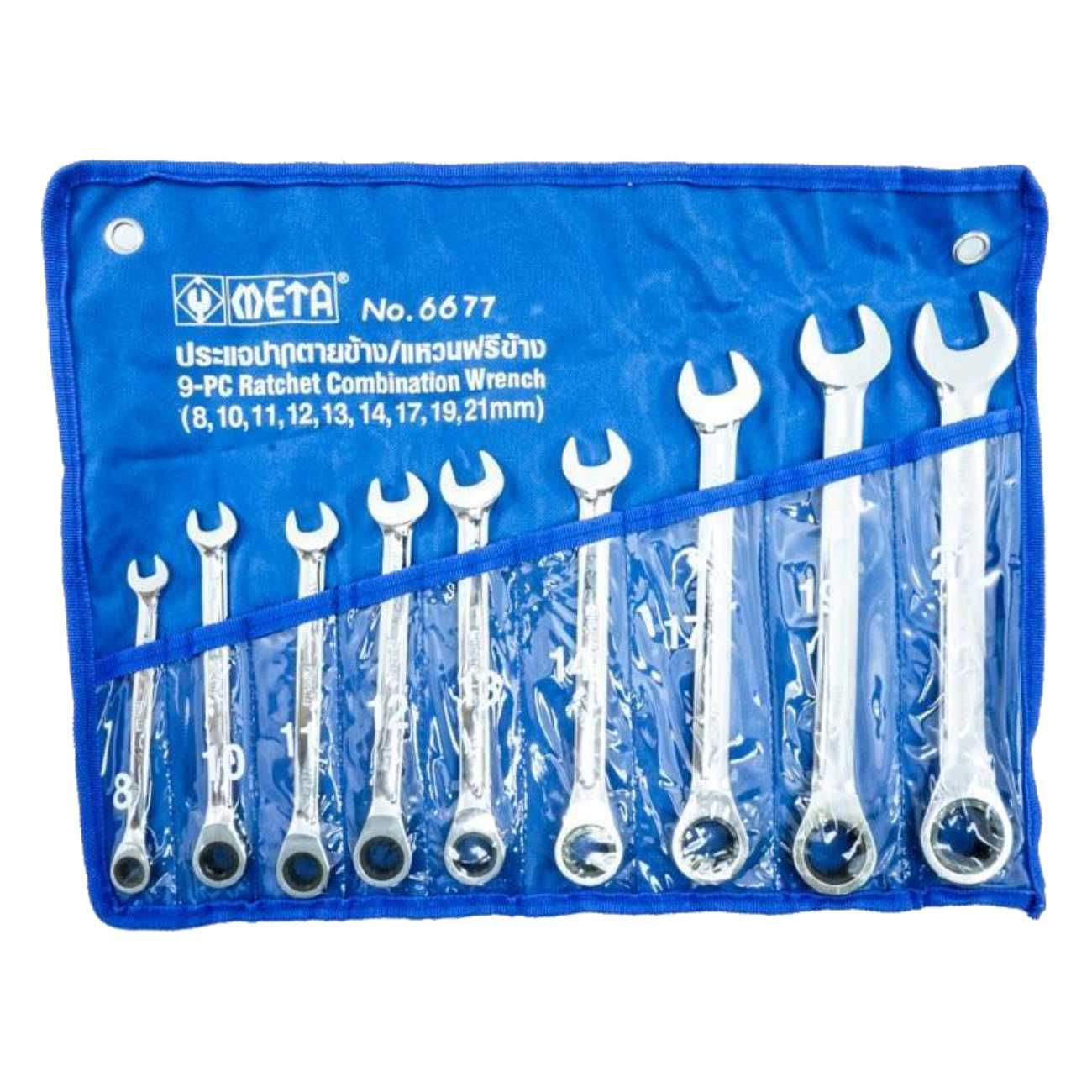 SKI - สกี จำหน่ายสินค้าหลากหลาย และคุณภาพดี | META 6677 ปากตายข้างแหวนฟรีข้าง 9 ตัวชุด 8-21 mm. (113301)