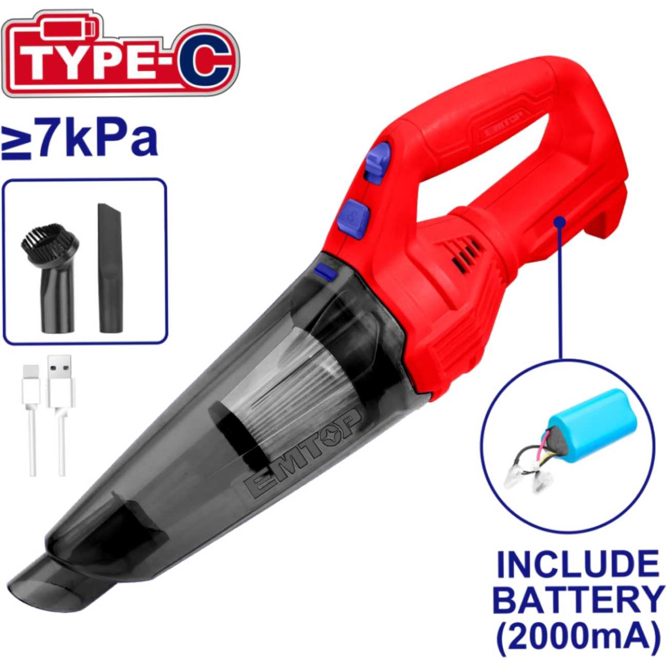 SKI - สกี จำหน่ายสินค้าหลากหลาย และคุณภาพดี | EMTOP ELVC2026 เครื่องดูดฝุ่นไร้สาย 12V ความจุ 0.5ลิตร
