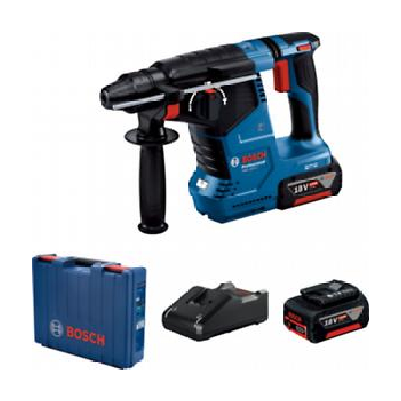 SKI - สกี จำหน่ายสินค้าหลากหลาย และคุณภาพดี | BOSCH GBH187 LI สว่านโรตารี่ไร้สาย 18V Brushless motor ขนาด 24 ม.ม. (ไม่มีหัวสว่านเจาะเหล็ก) แบต 5Ah 2 ก้อน+GAL 1880 #06119230K0