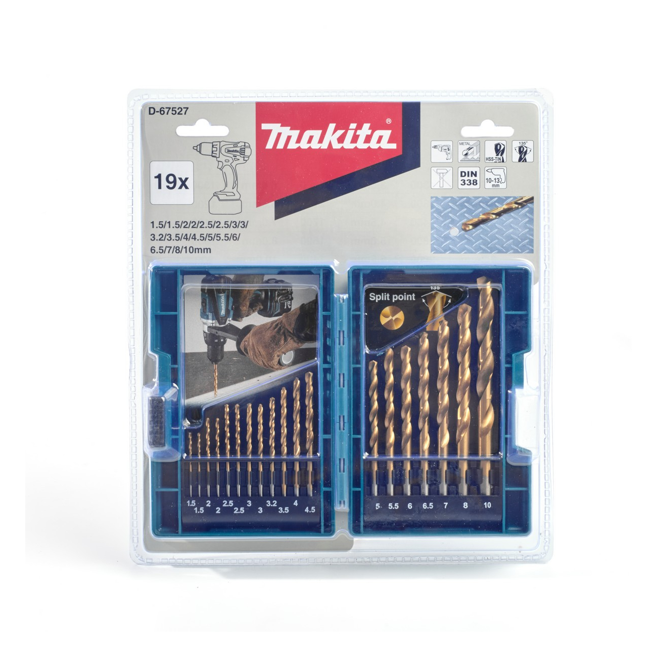 SKI - สกี จำหน่ายสินค้าหลากหลาย และคุณภาพดี | MAKITA MPD-67527 HSS-TIN ชุดดอกสีทอง (มิล) 19 ดอก Makpac