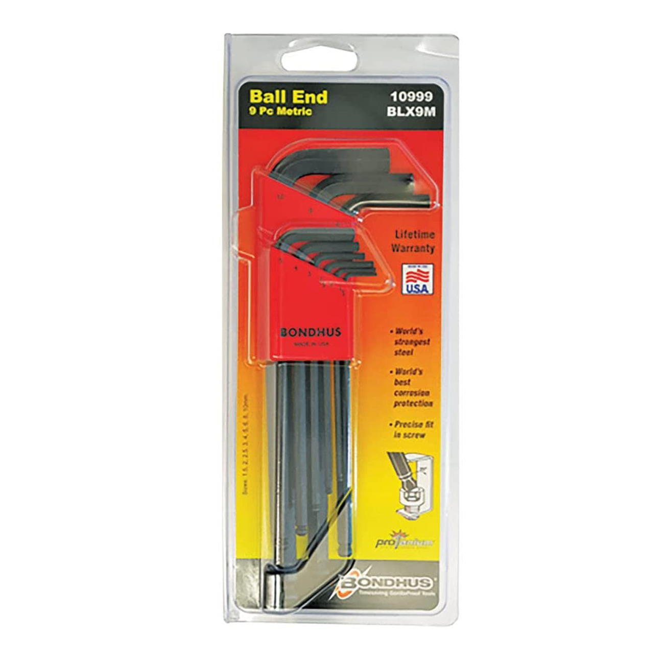 SKI - สกี จำหน่ายสินค้าหลากหลาย และคุณภาพดี | BONDHUS 10999 ประแจหกเหลี่ยมสีดำหัวบอลยาว 9ตัวชุด (1.5-10 มิล)