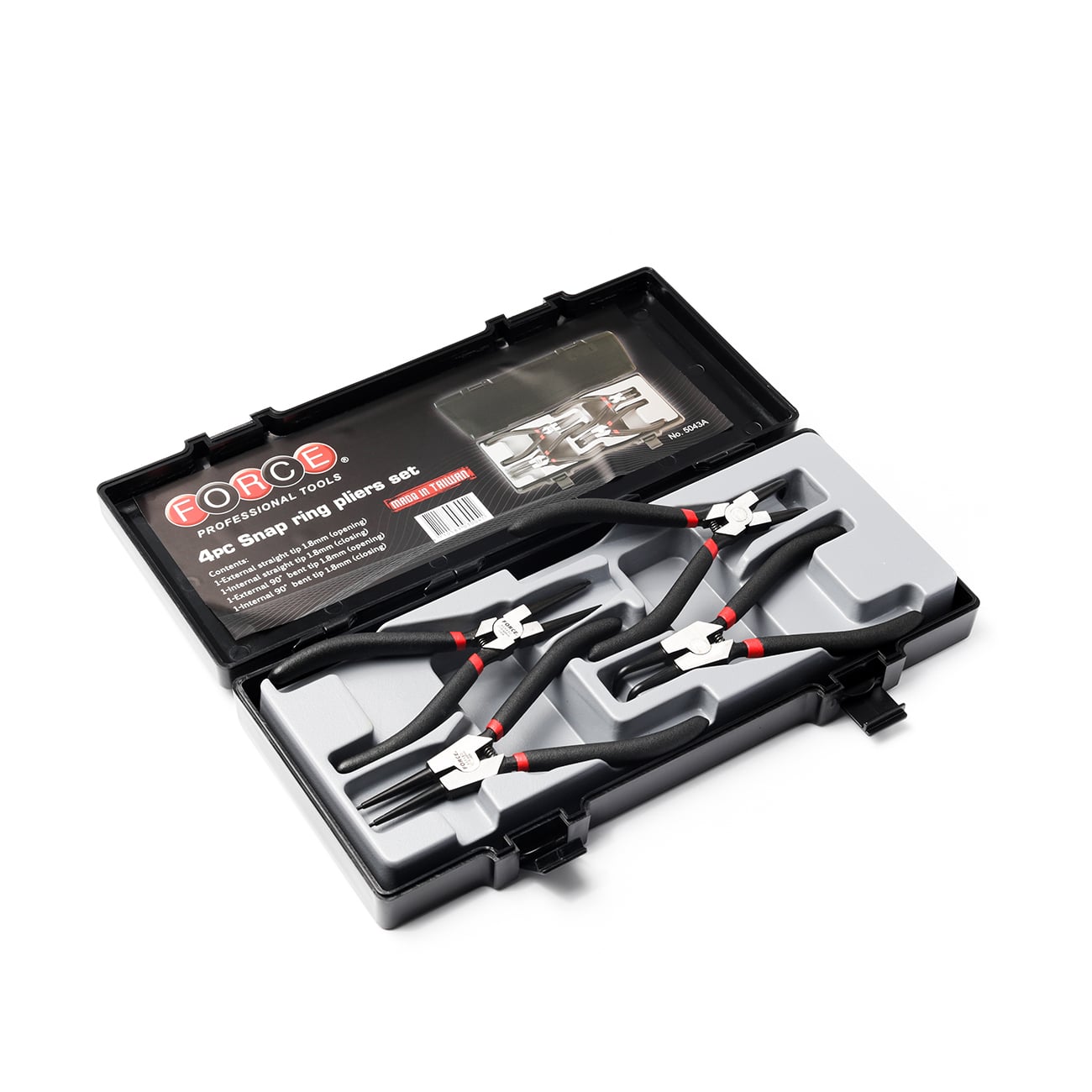 SKI - สกี จำหน่ายสินค้าหลากหลาย และคุณภาพดี | FORCE 5043A ชุดคีมหนีบ/คีมถ่างแหวน 4 ชิ้น