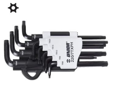 SKI - สกี จำหน่ายสินค้าหลากหลาย และคุณภาพดี | UNIOR 220/7TXPH-9 ประแจ ท๊อกซ์ มีรู ตัวแอล ชุด 9 ชิ้น T8-T40 ตัวแอลในแผงพลาสติก