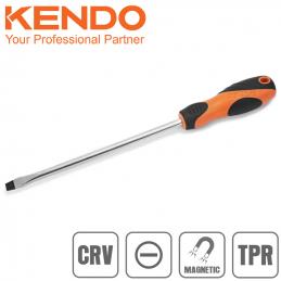 SKI - สกี จำหน่ายสินค้าหลากหลาย และคุณภาพดี | KENDO 20116 ไขควงแบน (แกนกลม+ด้ามหุ้มยาง) ขนาด 6นิ้ว(150mm.)xแกน 8 mm.