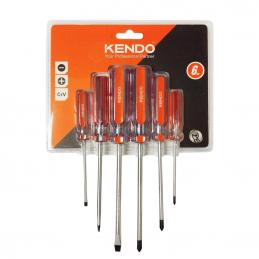 SKI - สกี จำหน่ายสินค้าหลากหลาย และคุณภาพดี | KENDO 21115 ไขควง (แบน,แฉก) 6 ชิ้น/ชุด
