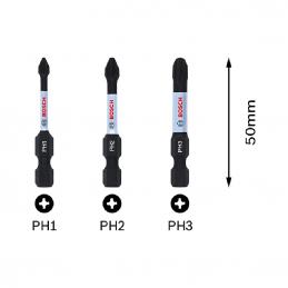 BOSCH ดอกไขควง สีดำ Impact Control PH1/2/3 Power Bits #2608522491