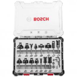 BOSCH ชุดดอกเร้าเตอร์ 15 Pcs.1Mixed Bit Set 1/4นิ้ว #2607017473