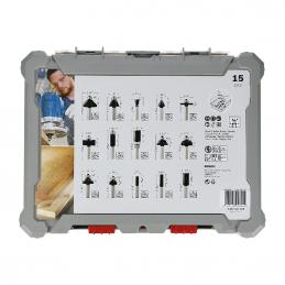 BOSCH ชุดดอกเร้าเตอร์ 15 Pcs.1Mixed Bit Set 1/4นิ้ว #2607017473