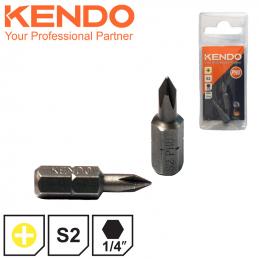 SKI - สกี จำหน่ายสินค้าหลากหลาย และคุณภาพดี | KENDO 21210005 ดอกไขควงตอก ปากแฉก หัวแม่เหล็ก PH0 × 25mm (2 ชิ้น/แพ็ค)