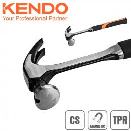 SKI - สกี จำหน่ายสินค้าหลากหลาย และคุณภาพดี | KENDO 25126 ค้อนหงอนด้ามไฟเบอร์ หุ้มยาง 16OZ/450g (1 ปอนด์)