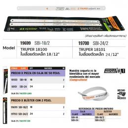 TRUPER 19700 ใบเลื่อยตัดเหล็ก 12นิ้วx24TPI (SBI-24/2) แพ็คละ 2 ใบ (กล่อง 25 แพ็ค)
