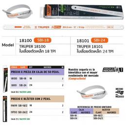 TRUPER 18100 ใบเลื่อยตัดเหล็ก 12นิ้วx18TPI (SBI-18) (กล่อง 50 ชิ้น)