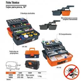 TRUPER 10539 กล่องเครื่องมือ ขนาด 9นิ้วx16นิ้วx8.1/2นิ้ว นิ้ว (CPE-16N) (กล่อง 2 ชิ้น)