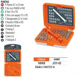 TRUPER 14163 ไขควงสำหรับงานละเอียด พร้อมดอกไขควง 43 หัว (JOY-43) (กล่อง 2 ชิ้น)
