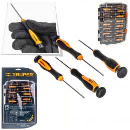 TRUPER 14157 ชุดไขควงซ่อมนาฬิกา 15 ชิ้น แกน 60x150mm. (2.1/4นิ้วx6นิ้ว) [JOY-15L]