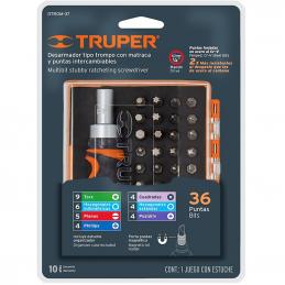 TRUPER 17845 ไขควงด้ามฟรี mini พร้อม ดอกไขควง 37 หัว (DTROM-37)
