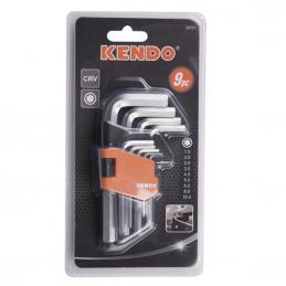 KENDO 20731 ประแจหกเหลี่ยมตัวแอล ขาวสั้น 9 ตัวชุด ขนาด 1.5-2-2.5-3-4-5-6-8-10 mm.