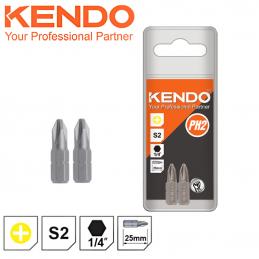 SKI - สกี จำหน่ายสินค้าหลากหลาย และคุณภาพดี | KENDO 21210205 ดอกไขควงตอก ปากแฉก หัวแม่เหล็ก PH2 × 25mm (2 ชิ้น/แพ็ค)