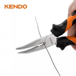 KENDO 10402 คีมปากแหลมงอ (หุ้มยาง) 200mm/8นิ้ว