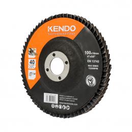 KENDO 75904041 T27 จานทรายซ้อนหลังแข็ง Φ100×16mm #40 (ราคาต่อแผ่น ขายครั้งละ 10 แผ่น)