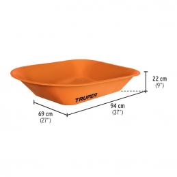 TRUPER 11740 รถเข็นปูน ถาดเหล็ก (สีส้ม) (ล้อ+โครง+ตะแกรง) ขนาด 16นิ้วx4นิ้ว ความจุ 65 ลิตร ยางลม (CAT-45ND)