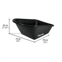 TRUPER 11777 รถเข็นปูน 6 ลูกบาศก์ฟุต, ยางลมเสริมแรง, ยางลม กระบะพลาสติก (สีดำ) (ล้อ+โครง+ตะแกรง) [CAT-60PL]