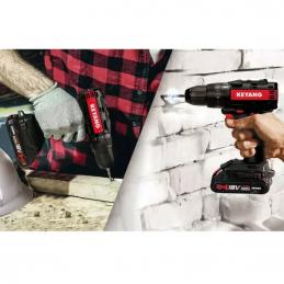 KEYANG DD18BL-W สว่านไขควงไร้สาย 18V. 55NM, หัวจับ 13mm. แบตเตอรี่ 2.0Ah 2 ก้อน แท่นชาร์ต 1 อัน