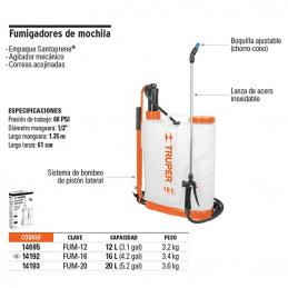 TRUPER 14192 เครื่องพ่นยาแบบสะพายหลัง 4.2 แกลลอน (16 ลิตร) (FUM-16)
