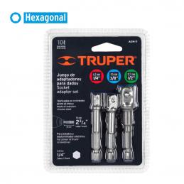 TRUPER 10752 ชุดอุปกรณ์เสริม สำหรับลูกบ๊อกซ์ 1/4นิ้ว,3/8นิ้ว,1/2นิ้ว แพ็ค(3ชิ้น) [ADA-3]