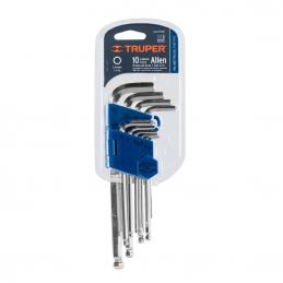 TRUPER 13644 ชุดประแจตัว กึ่งยาว L-6P หัวบอล 10ตัว/ชุด ขนาดมิล 1-10mm. [ALLX-10M]