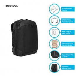 SKI - สกี จำหน่ายสินค้าหลากหลาย และคุณภาพดี | TARGUS TGS-TBB612 กระเป๋าโน๊ตบุ๊ค 15.6นิ้ว EcoSmart® Mobile Tech Traveler XL Backpack - Black