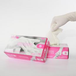 SKI - สกี จำหน่ายสินค้าหลากหลาย และคุณภาพดี | SRITRANG SATORY GLOVE POWDER กล่องสีชมพู - มีแป้ง  #S-DLXFBOG (ลัง 20กล่อง, 1 กล่องมี 100ชิ้น)