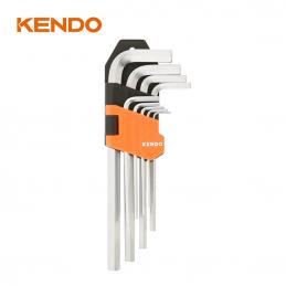 KENDO 20733 ประแจหกเหลี่ยมตัวแอล ขาวยาวพิเศษ 9 ตัวชุด ขนาด 1.5-10 mm.
