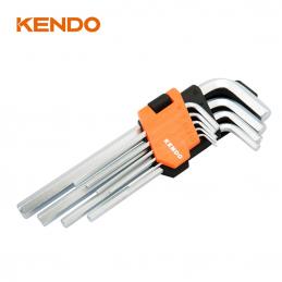 KENDO 20733 ประแจหกเหลี่ยมตัวแอล ขาวยาวพิเศษ 9 ตัวชุด ขนาด 1.5-10 mm.