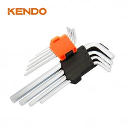 KENDO 20733 ประแจหกเหลี่ยมตัวแอล ขาวยาวพิเศษ 9 ตัวชุด ขนาด 1.5-10 mm.