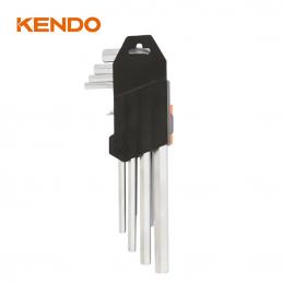 KENDO 20733 ประแจหกเหลี่ยมตัวแอล ขาวยาวพิเศษ 9 ตัวชุด ขนาด 1.5-10 mm.
