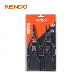 SKI - สกี จำหน่ายสินค้าหลากหลาย และคุณภาพดี | KENDO 11510 ชุดคีมหนีบแหวน-คีมถ่างแหวน ปากงอ-ปากตรง 4 ตัวชุด 180mm/7นิ้ว