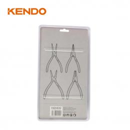 KENDO 11510 ชุดคีมหนีบแหวน-คีมถ่างแหวน ปากงอ-ปากตรง 4 ตัวชุด 180mm/7นิ้ว