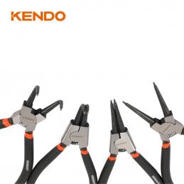 KENDO 11510 ชุดคีมหนีบแหวน-คีมถ่างแหวน ปากงอ-ปากตรง 4 ตัวชุด 180mm/7นิ้ว