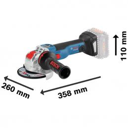 BOSCH GWX18V-10SC เครื่องเจียร์ 5นิ้ว 18 V Brushless motor รองรับ Chip Bluetooth  มีกันสะบัด เบรคอัตโนมัติ ปรับรอบได้ มีจอประเมินผล เครื่องตัวเปล่า X-Lock (SOLO) #06017B0400