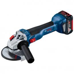 BOSCH GWS18V-10เครื่องเจียร์ 4นิ้ว 18V Brushless motor มีกันสะบัด, มีระบบเบรคอัตโนมัติ แบต 2 ก้อน ขนาด 4.0 Ah #06019J40K1