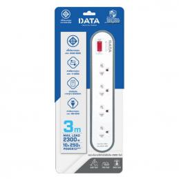 DATA AP4156 ปลั๊กไฟ 4 ช่อง 1 สวิตช์ 3 เมตร สีเทา 10A 2300W