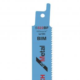 BOSCH S522BF ใบเลื่อยอเนกประสงค์ ตัดเหล็กสีฟ้า #2608656011 (5ใบ/แผง) for GSA10.8