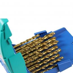 HELLER 29352  5 ดอกสว่านเจาะเหล็กสีทอง HSS-TIN 19 ตัวชุด 1-10 มิล (ขยับทีละ0.5)