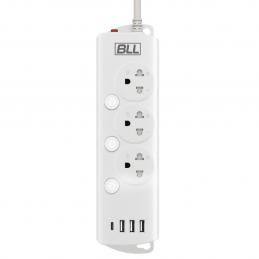 BLL B88 ปลั๊กไฟ 3 ช่องเสียบ 3 สวิตซ์ 3 USB 1 TYPE-C  สายยาว 3 เมตร