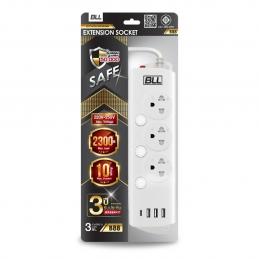 BLL B88 ปลั๊กไฟ 3 ช่องเสียบ 3 สวิตซ์ 3 USB 1 TYPE-C  สายยาว 3 เมตร