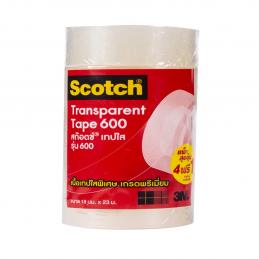 SKI - สกี จำหน่ายสินค้าหลากหลาย และคุณภาพดี | 3M XP002045050 เทปใส 3M แกน 1 นิ้ว 600 3/4 นิ้ว X 25 หลา แพ็ค 4+1 (12แพ็ค/ลัง)