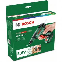 Bosch PKP18E  ปืนกาวไร้สาย 3.6V 1.5 Ah อัตตราเนื้อกาวขณะใช้งาน 2 กรัม/นาที ขนาดกาว 7 ม.ม. อุณหภูมิกาวละลาย 170 C น.น. 0.26 ก.ก.  #0603264600