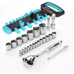 SKI - สกี จำหน่ายสินค้าหลากหลาย และคุณภาพดี | DURATECH DT404049 ด้ามฟรีและชุดลูกบ๊อกซ์-เมตริก 3-IN-1 24 ชิ้น แกน 1/4 , 3/8 , 1/2